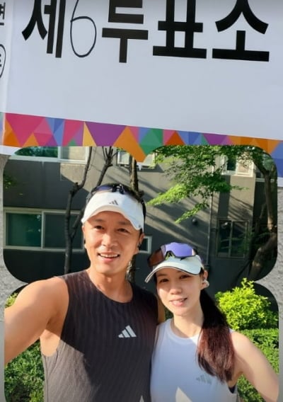 진태현♥박시은, 마라토너 딸 최초 공개하더니…투표 인증마저 건강하다