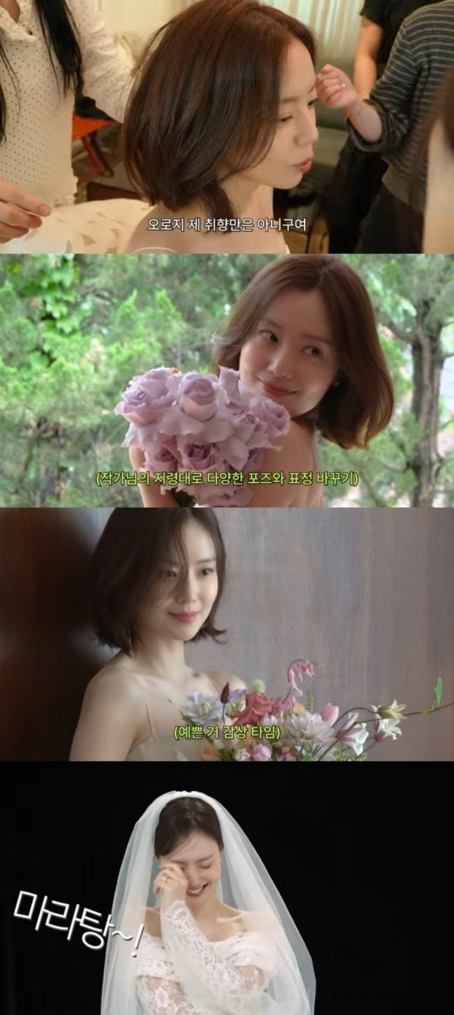 문채원이 웨딩 촬영 현장을 공개했다. / 사진=문채원 유튜브 캡처