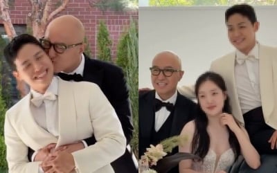 "사위한테 뽀뽀하는 장인이라니"…홍석천, 입양 딸 웨딩 화보서 파격 포즈로 '시선 강탈'