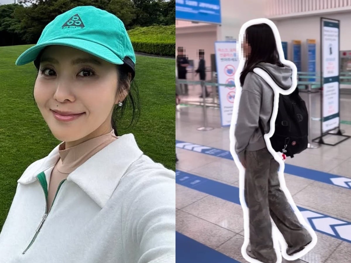 방송인 박지윤의 딸이 출국하고 있다. / 사진=박지윤 SNS