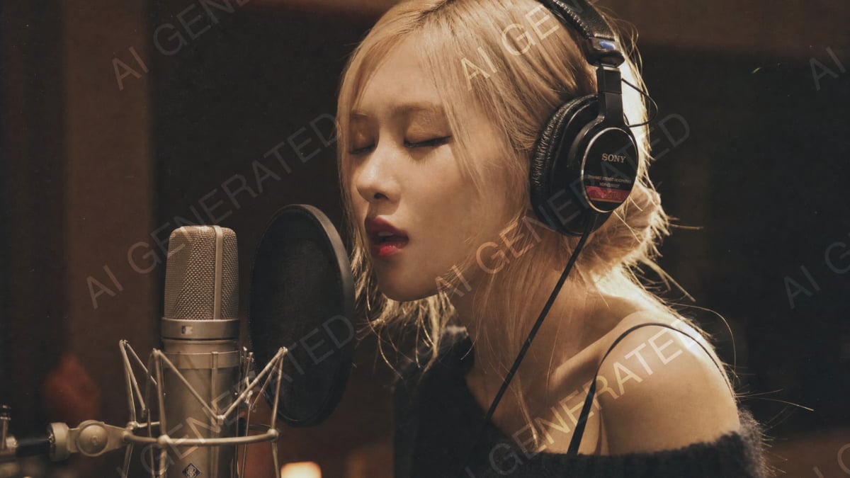 그룹 블랙핑크 로제의 초상권이 침해된 사례 / 이미지 생성형 AI GPT Image 2에 의해 생성된 이미지에 워터마크를 더한 사진