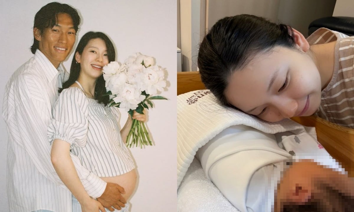 김진경이 남편 김승규 없이 출산한 영상을 유튜브에 공개했다. / 사진=김진경 SNS