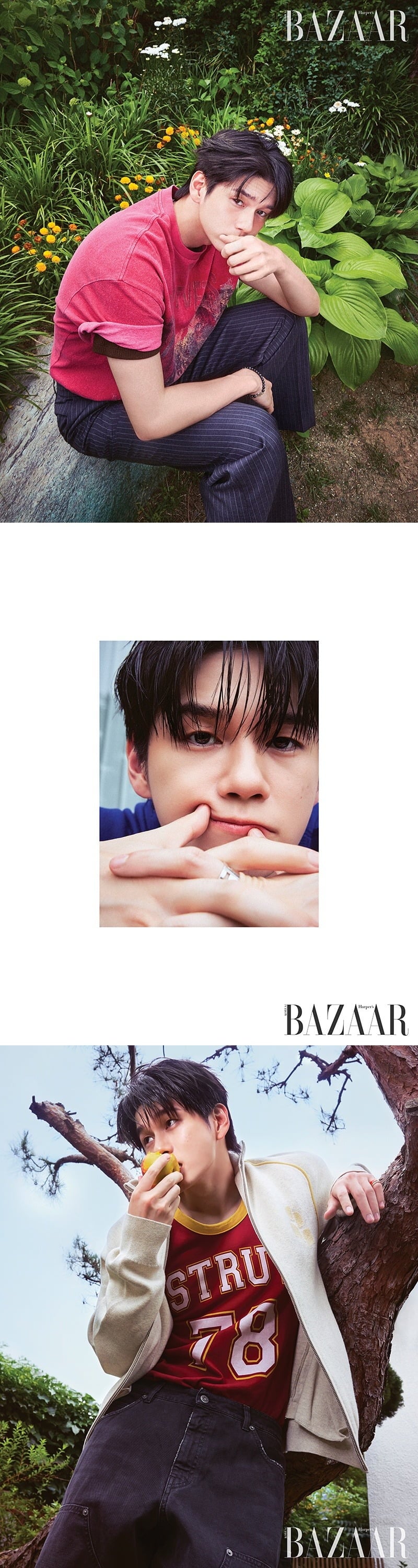 워너원 멤버이자 배우를 병행하는 옹성우가 현재에 충실한 삶의 태도를 전했다./사진제공=하퍼스바자