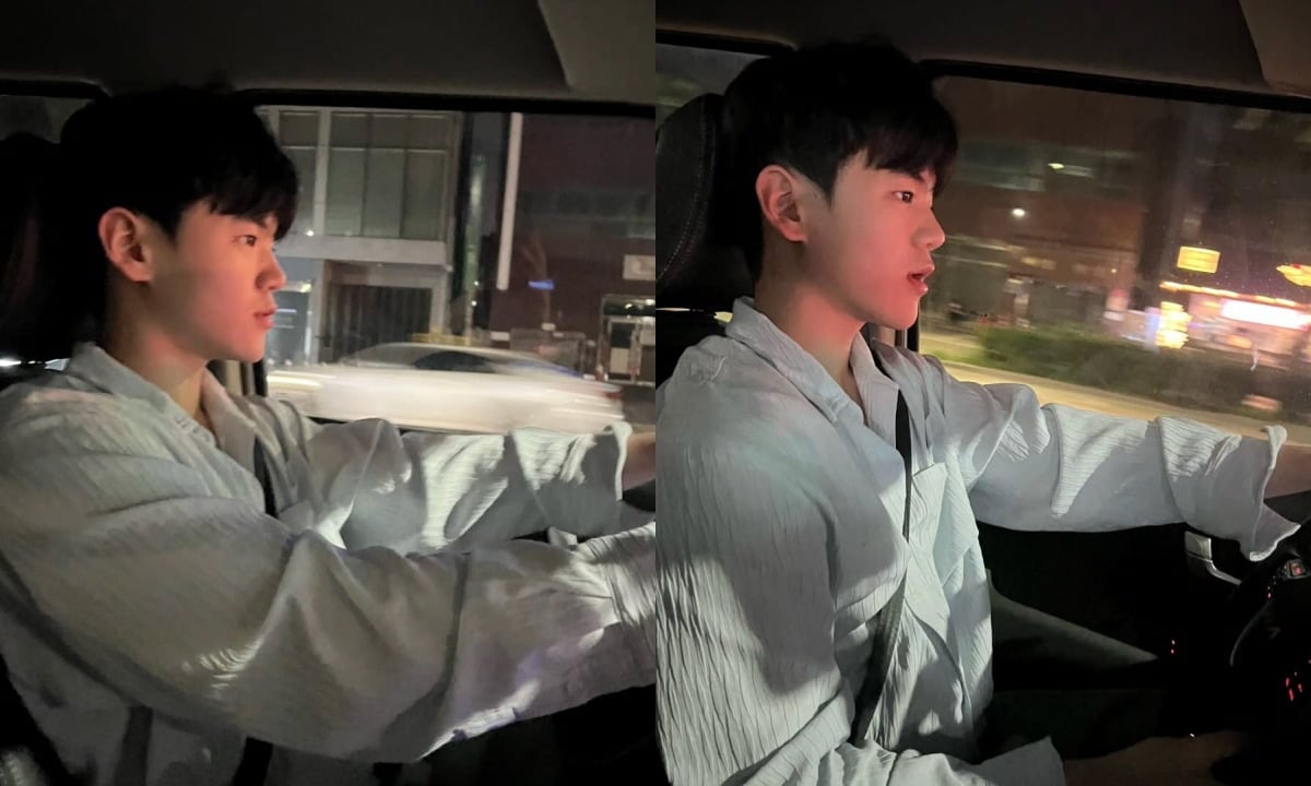 윤후가 운전하는 사진을 게재했다. / 사진=윤후 SNS