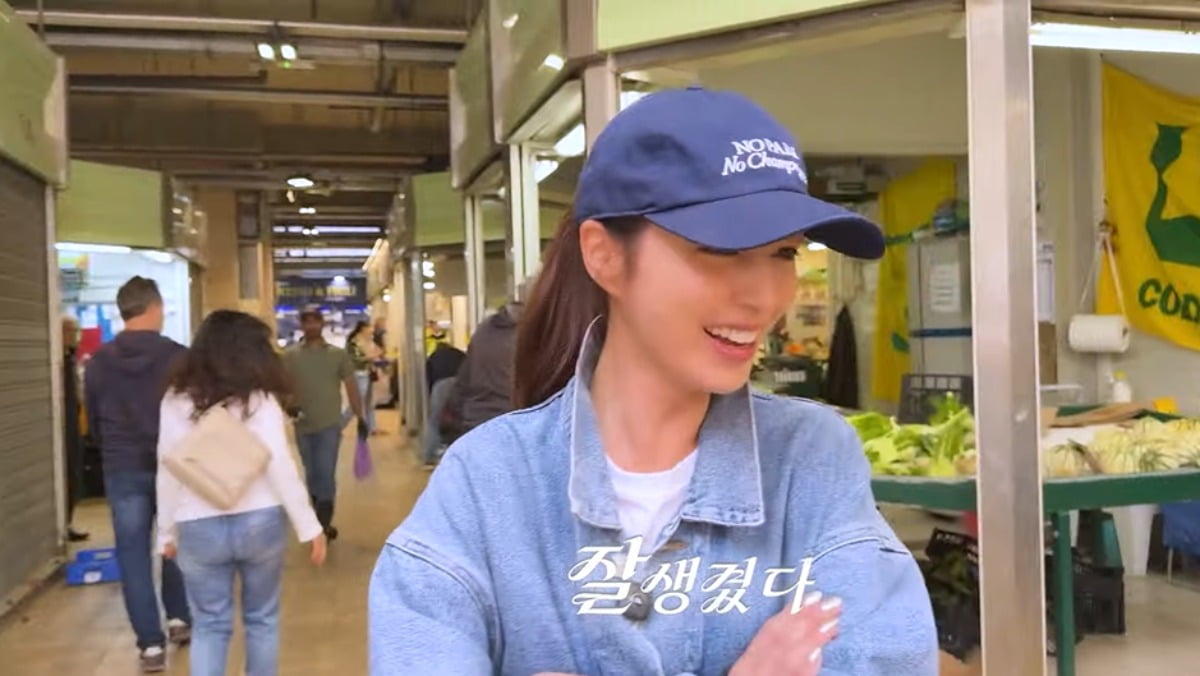 이민정이 로마 시장에서 본 상인의 외모에 감탄했다. / 사진='이민정 MJ' 유튜브 캡쳐