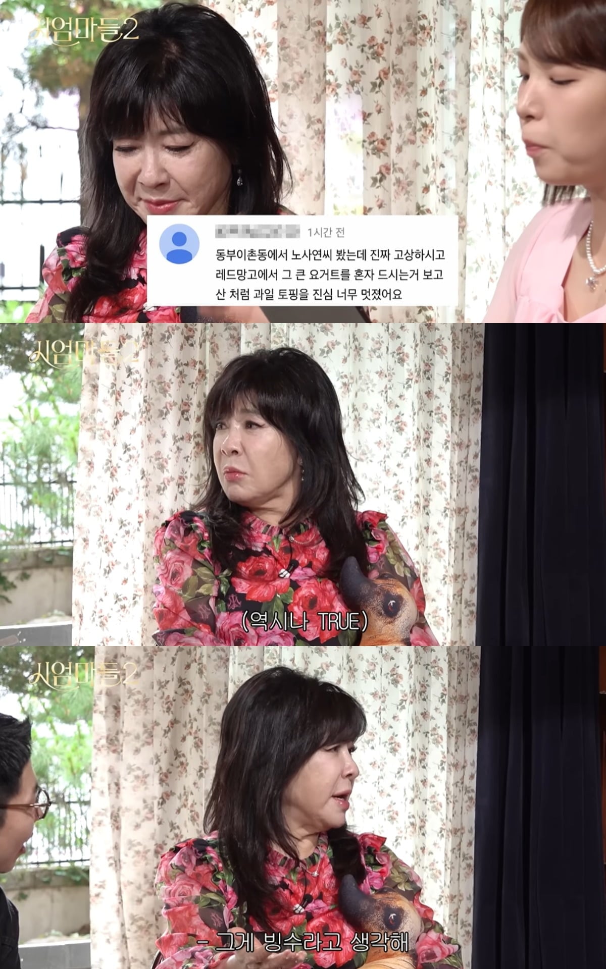 노사연이 목격담을 인정하며 남다른 포스를 자랑했다. / 사진='이오오상회' 유튜브 캡쳐