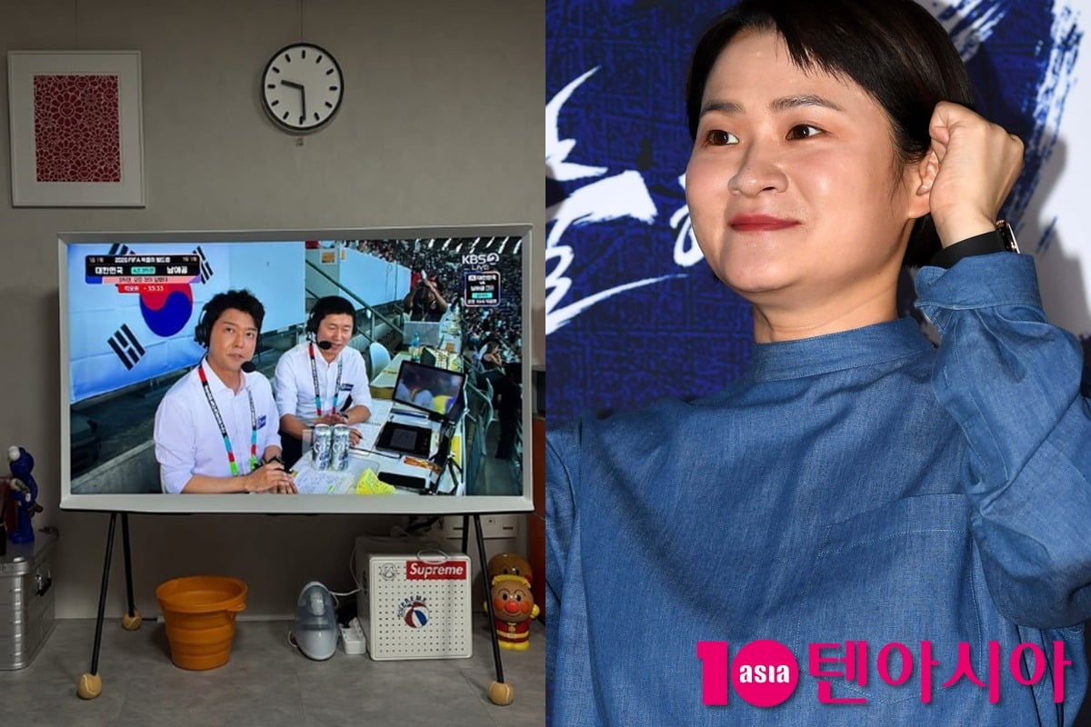 전현무 증계를 응원한 김신영./사진=김신영 SNS, 텐아시아 DB