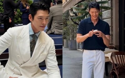 ♥신민아 또 반하겠네…김우빈, 밀라노서 선보인 비현실적 모델 피지컬에 '남성미' 폭발