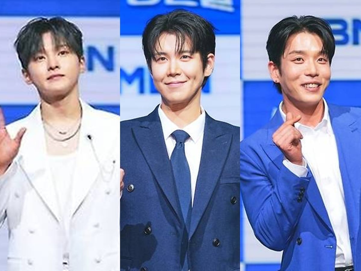 (왼쪽부터) 성리, 장한별, 이창민이 취재진 앞에서 포즈를 취하고 있다. / 사진=MBN '무명전설'