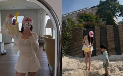 손연재, 이렇게 더운데 아들과 모래놀이…"내 꼬마 사람" 육아 일상