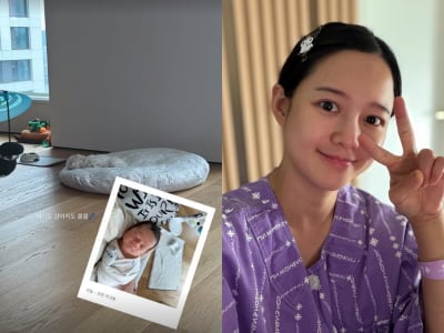 남보라, 출산 한 달도 안 됐는데 애개육아 적용 완료…"애기도 강아지도 쿨쿨"