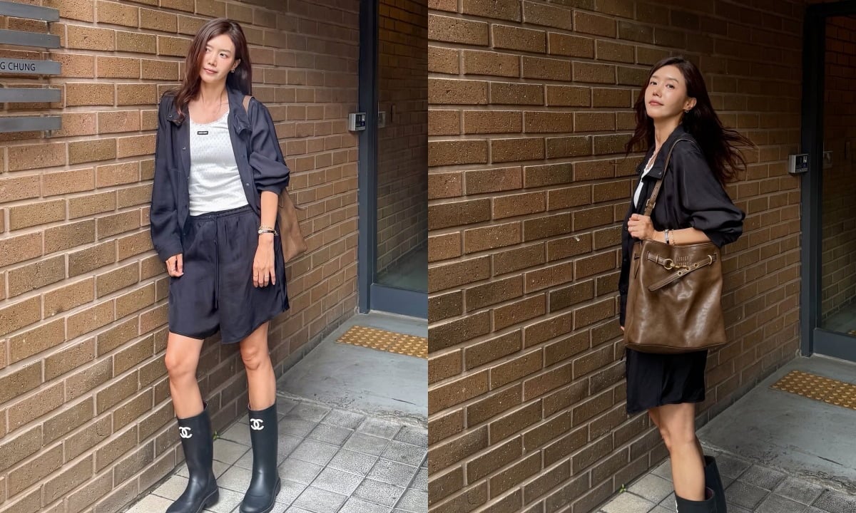 채정안이 장마를 대비한 일상 패션을 공개했다. / 사진=채정안 SNS