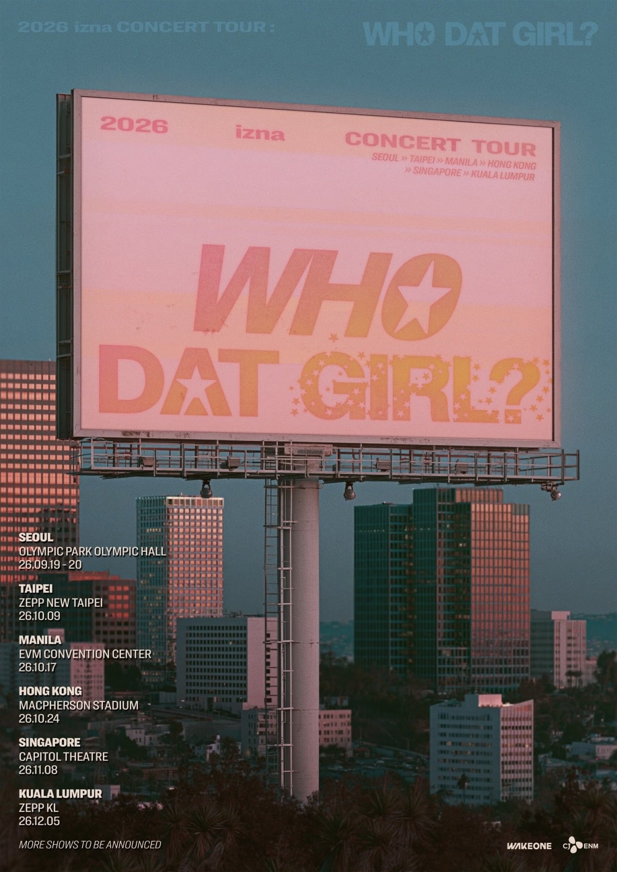 그룹 이즈나의 콘서트 투어 'WHO DAT GIRL?' 포스터. / 사진제공=웨이크원
