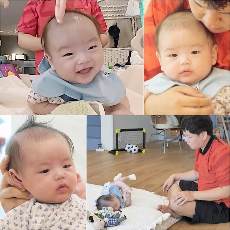 곽튜브가 생후 100일 된 아들 태산의 남다른 운동신경에 놀라움을 감추지 못한다./사진제공=KBS2