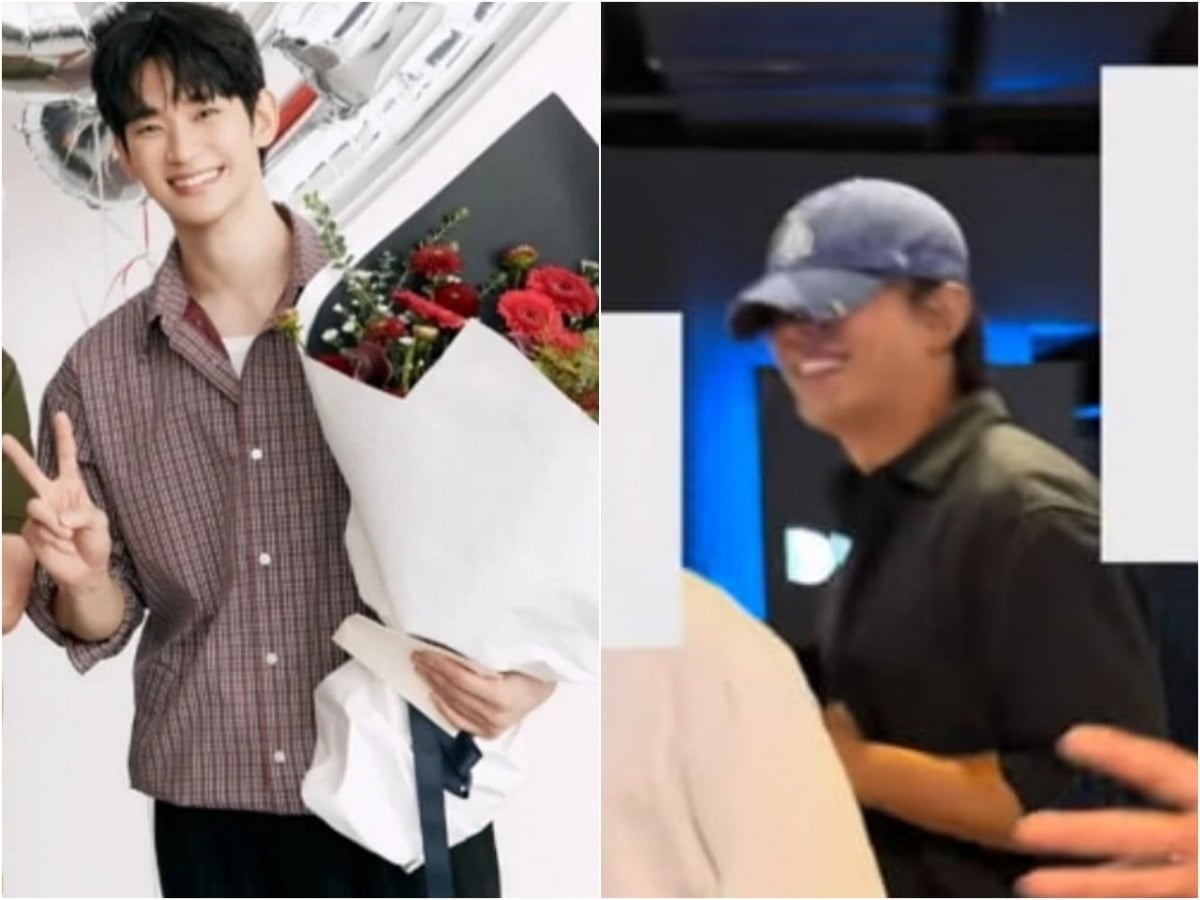 왼쪽부터 김수현의 광고 촬영 현장, 유아인의 영화 '호프' VIP 시사회 참석 모습. / 사진=SNS 갈무리