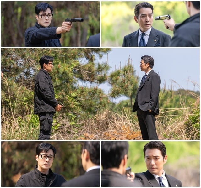 '김부장' 소지섭과 주상욱이 서로를 향해 총구를 겨눈다. / 사진 제공=SBS '김부장'