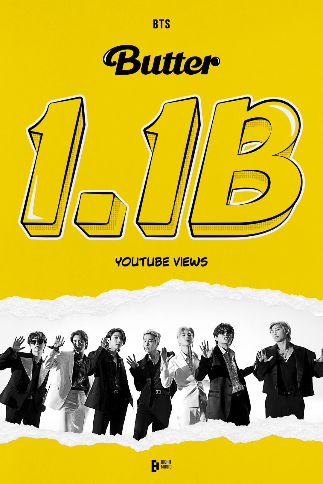 그룹 방탄소년단의 'Butter' 뮤직비디오 11억 뷰 달성 기념 포스터. / 사진제공=빅히트 뮤직