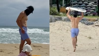 '윤승아♥' 김무열, 매 끼니 닭가슴살 인증하더니…가족 여행서 결과 보여줬다