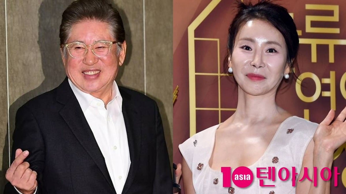 김용건과 한다감이 공식석상에서 포즈를 취하고 있다. / 사진=텐아시아 DB