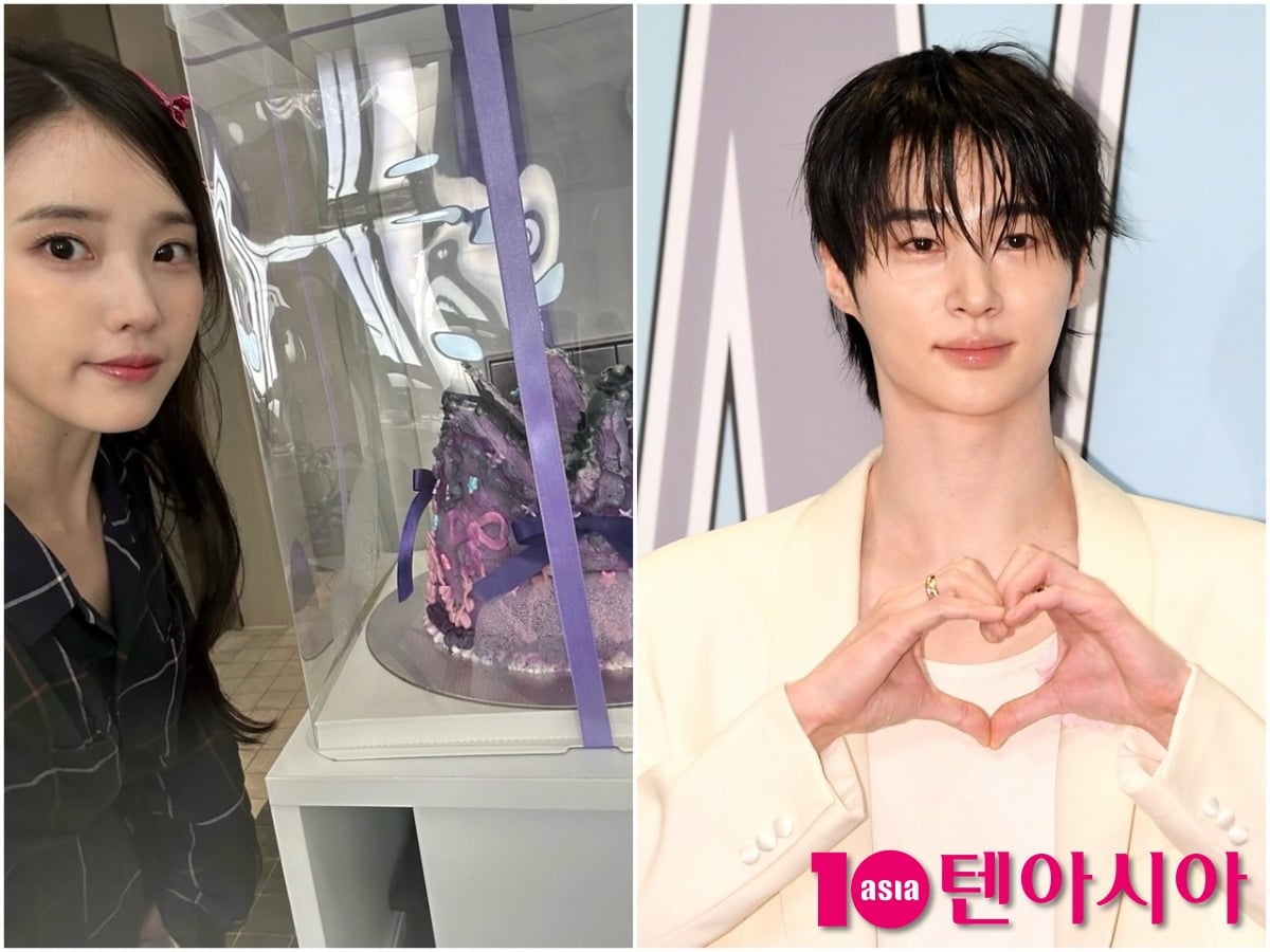 배우 변우석이 아이유에게 선물한 생일 케이크가 '21세기 대군부인' 종영 3개월 만에 화제 되고 있다./사진=SNS 갈무리, 텐아시아DB
