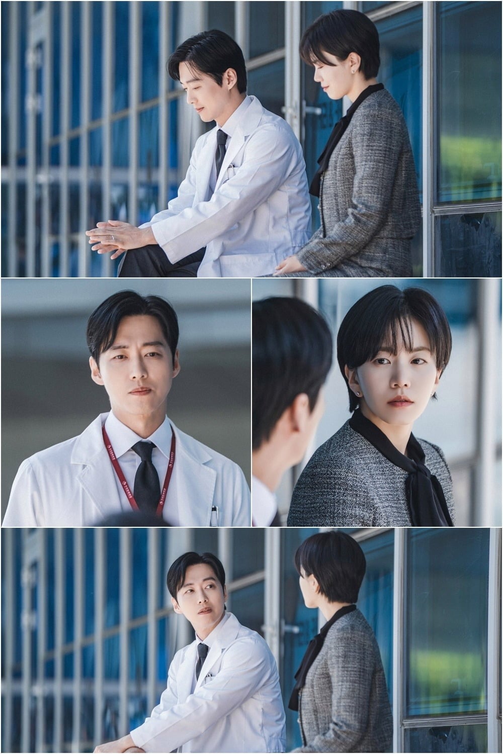 남궁민과 이설이 병원 앞에 나란히 앉는다./사진제공=KBS