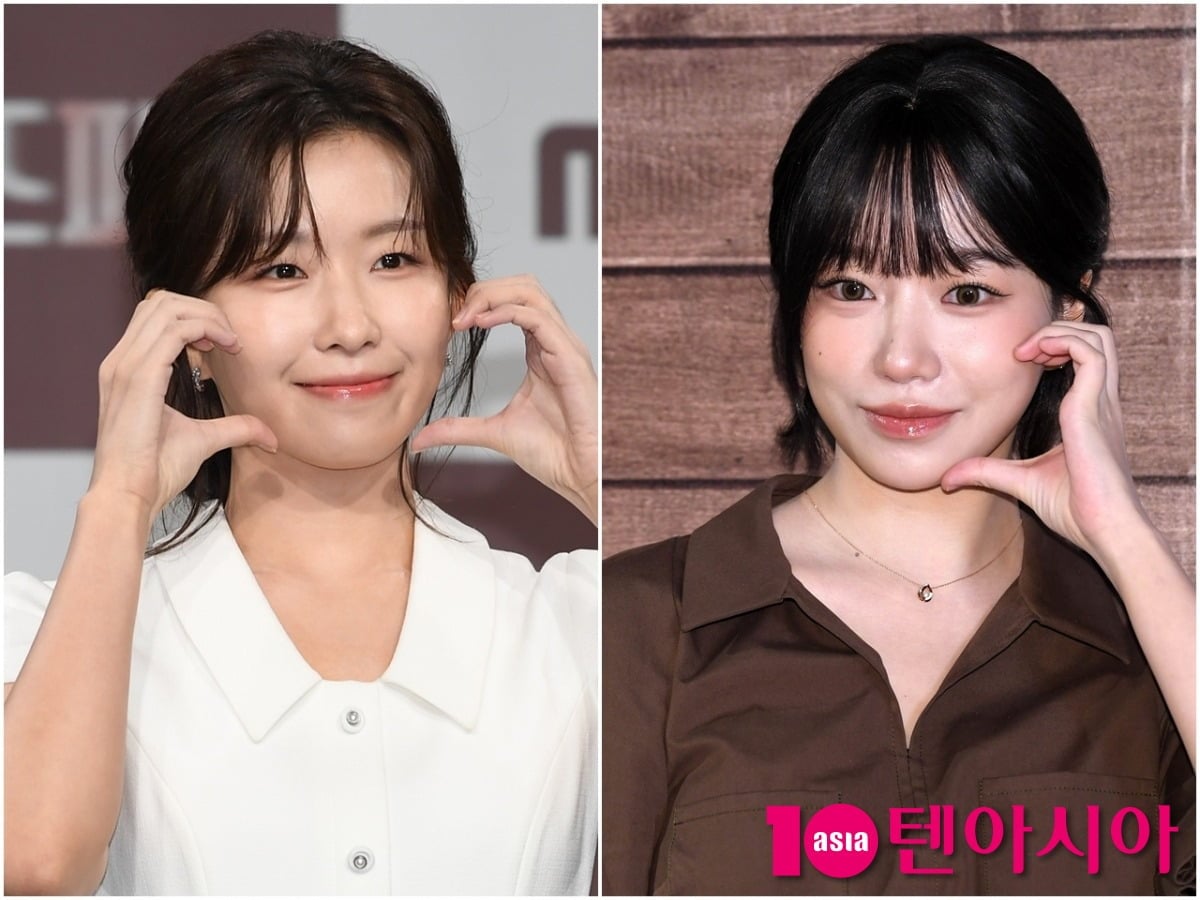 윤가이와 조유리가 각 공식 행사에 참석해 포즈를 취하고 있다./사진=텐아시아DB