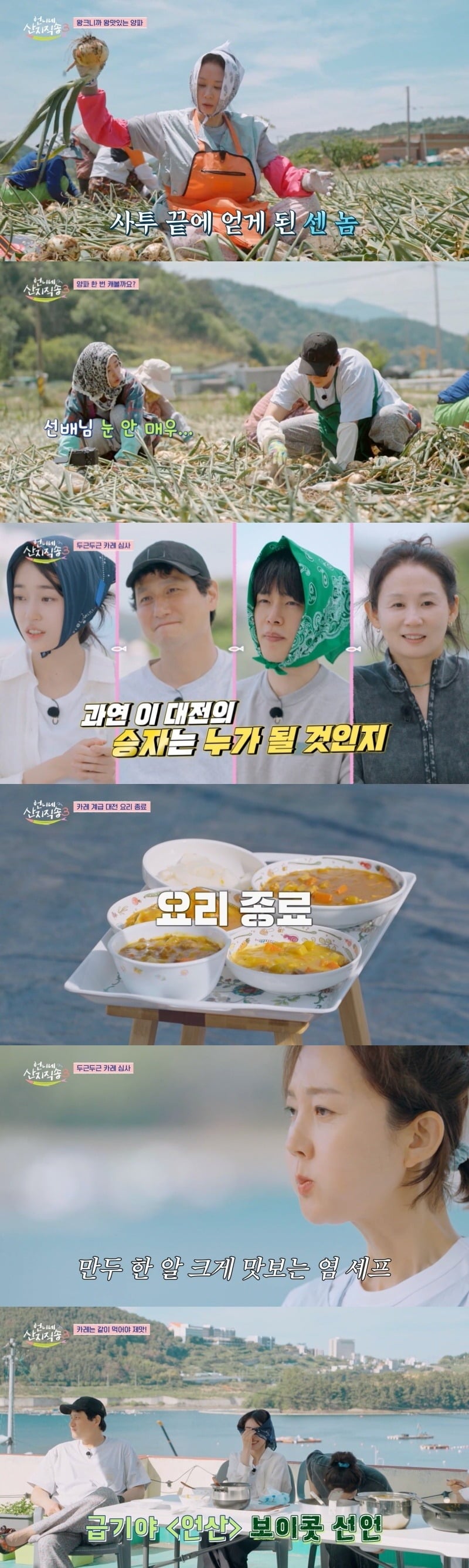 배우 박해준이 카레 대결에서 최하위를 기록한 뒤 '언니네 산지직송' 보이콧을 선언했다./사진=tvN 방송 화면 캡처