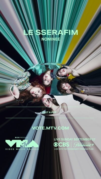 르세라핌, 4세대 걸그룹 유일 'MTV VMA' 후보…2년 만에 트로피 도전