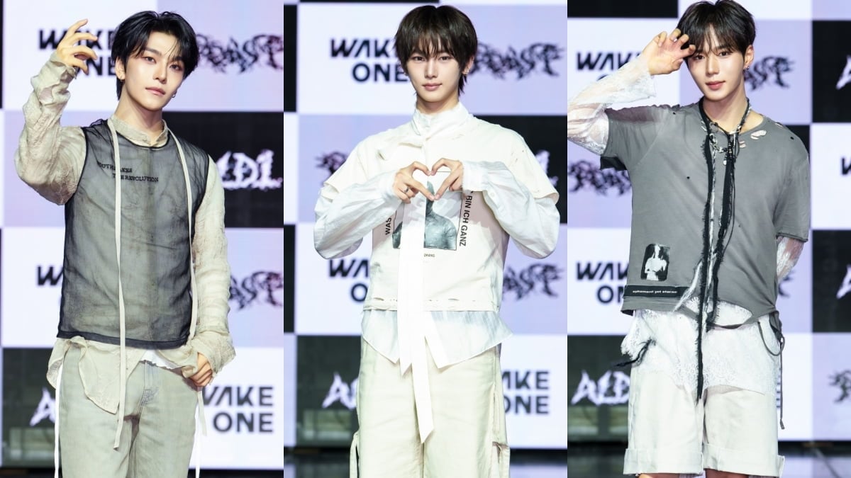 ALPHA DRIVE ONE's Xinlong, Anxin and Junseo at Their Second Mini-Album "UNBREAKABLE : 少年BEAST" Media Showcase / WAKEONE