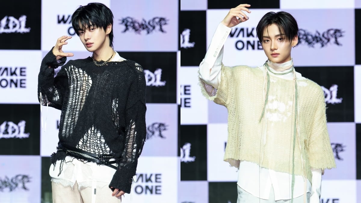 ALPHA DRIVE ONE's Leo and Sangwon at Their Second Mini-Album  "UNBREAKABLE : 少年BEAST" Media Showcase / WAKEONE