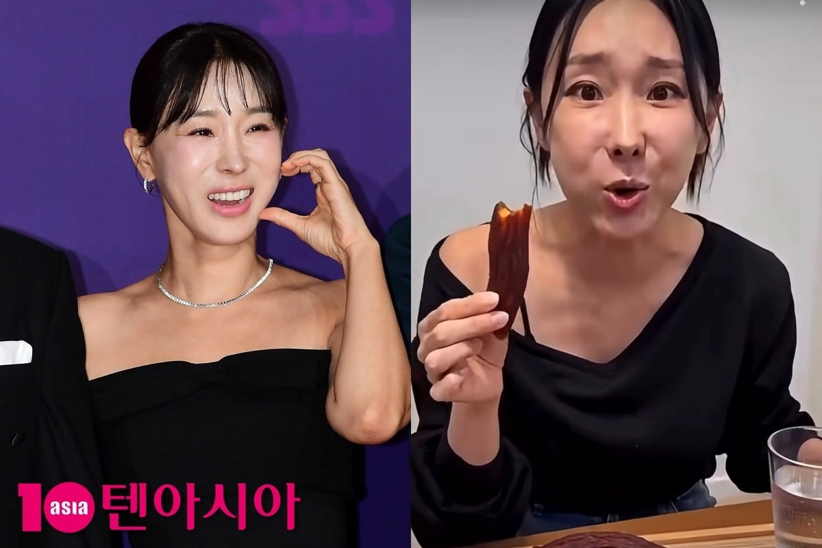 이지혜의 얼굴을 합성한 AI 가짜 광고(오른쪽). 실제 모습과 구분하기 어려울 정도로 정교하게 제작됐다. / 사진=텐아시아 DB, 이지혜 SNS