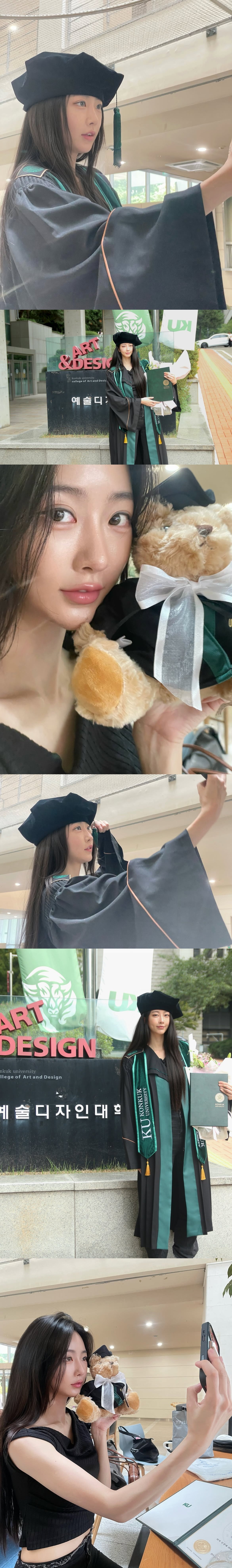 그룹 달샤벳 출신 달수빈이 오랜 학업 끝에 건국대학교 졸업장을 품에 안았다./사진=달샤벳 수빈 SNS