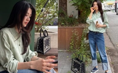 박하선, 500만원대 명품백 길바닥에 '툭'…국화빵 먹으며 쿨한 일상