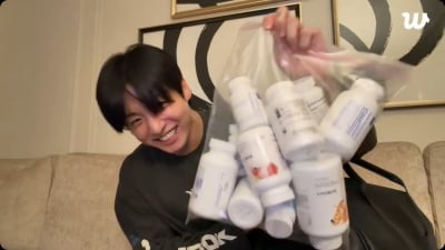 BTS 정국, 가방 열었더니 약만 수십 개 와르르…"간 수치 너무 높아"
