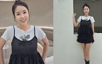 '♥문원' 신지, 42kg에도 건강미…미니스커트로 러블리 매력