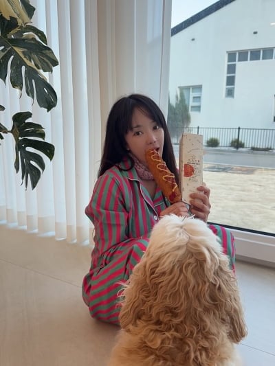 '41세' 서우, 자가면역질환 투병 고백 하더니…파자마 입고 핫도그 폭풍 먹방