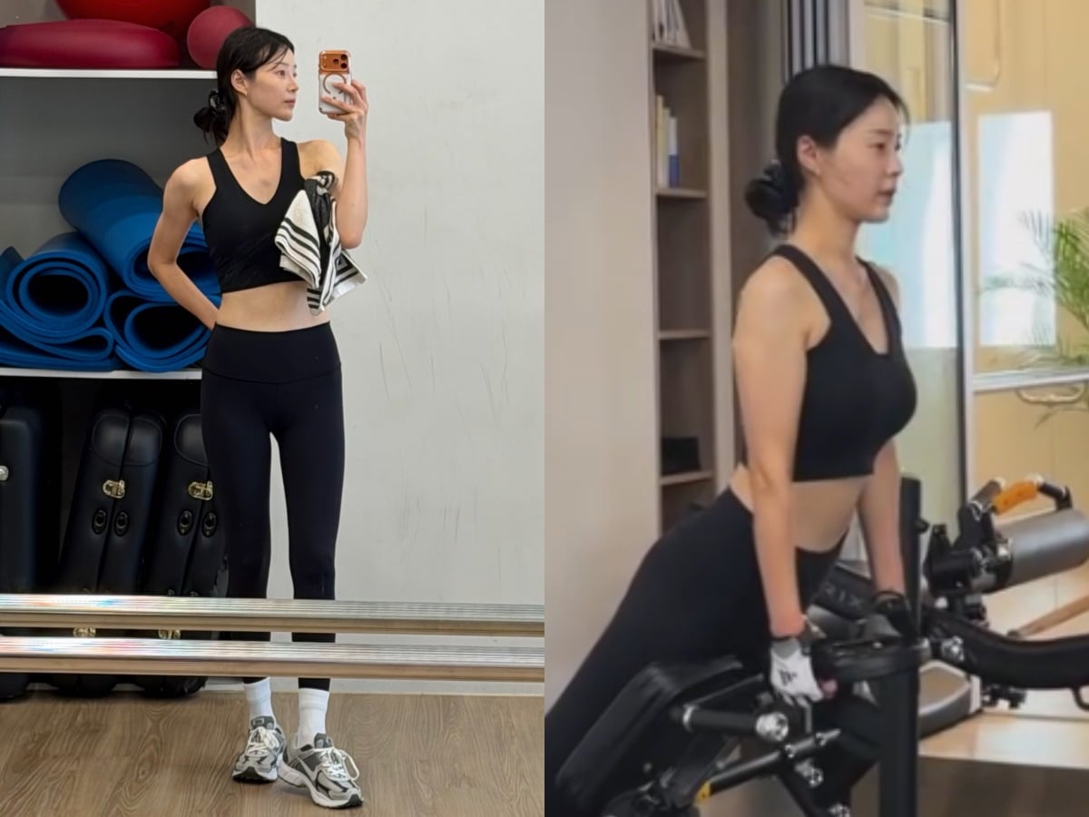 배우 한지혜가 운동에 몰두한 모습을 공개했다. / 사진=한지혜 SNS 캡처