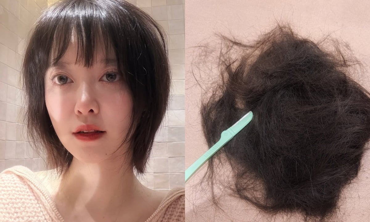 구혜선이 직접 머리카락을 자른 뒤 모습을 공개했다. / 사진=구혜선 SNS