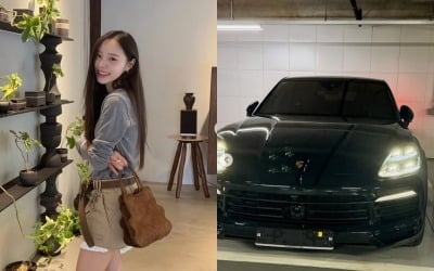 '박성광♥' 이솔이, 억대 포르쉐 사고 났다…번호판 떨어지고 "머리 엉망"