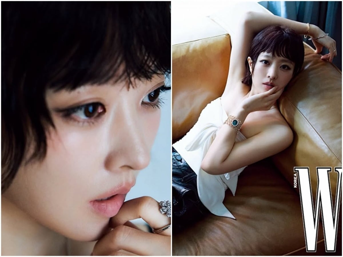 배우 박보영이 쇼트커트 헤어스타일과 짙은 스모키 메이크업으로 평소와 다른 분위기를 연출했다./사진=박보영 SNS, 더블유

