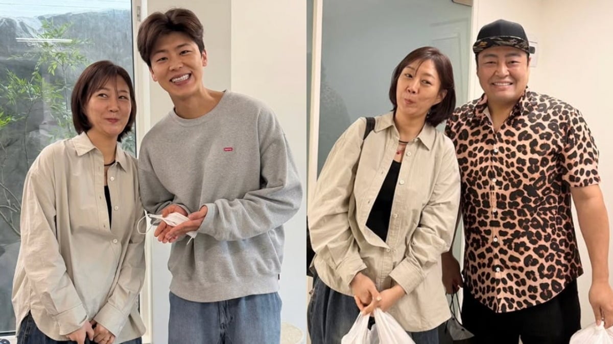 트로트 가수 장윤정이 자신을 찾아온 후배들과 기념 촬영을 하고 있다. / 사진=장윤정 SNS