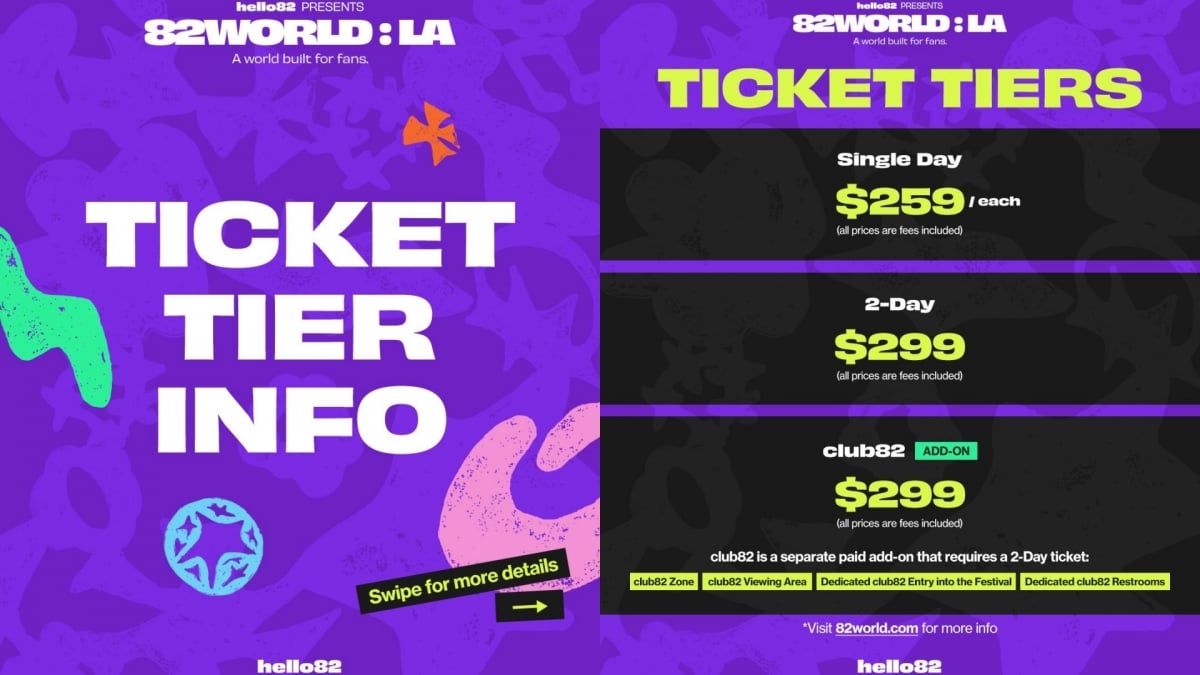 82WORLD : LA Ticket Tiers / @hello82PRESENTS on X