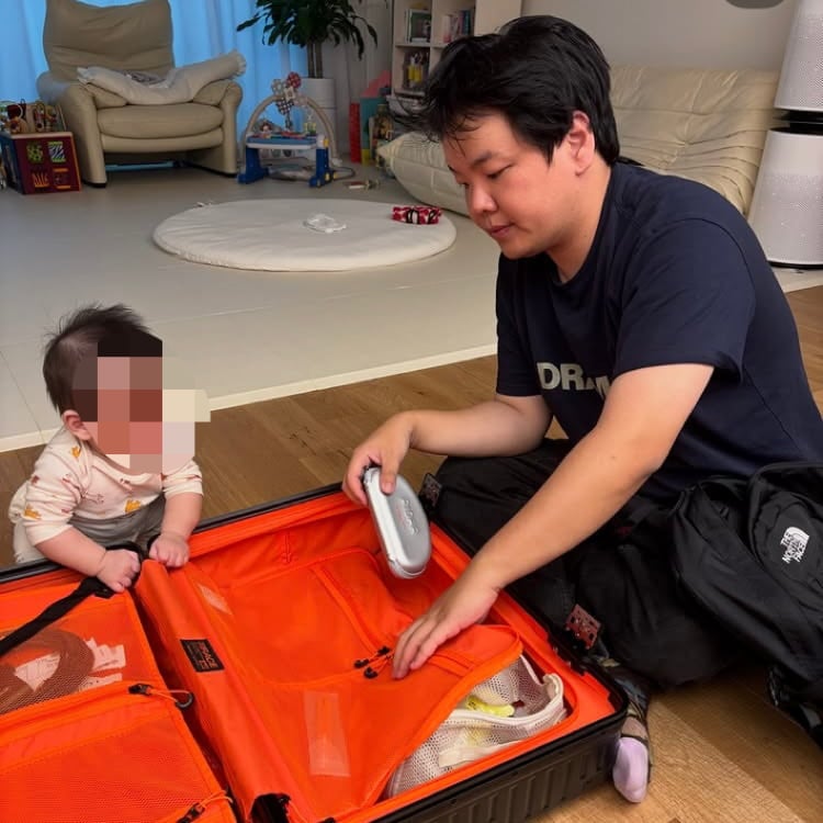 아빠, 돈벌러 가야 하는데…곽튜브子, 야무지게 캐리어 안으로 쏙