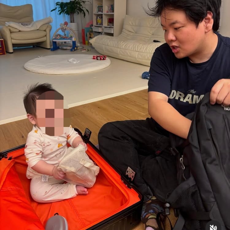 아빠, 돈벌러 가야 하는데…곽튜브子, 야무지게 캐리어 안으로 쏙