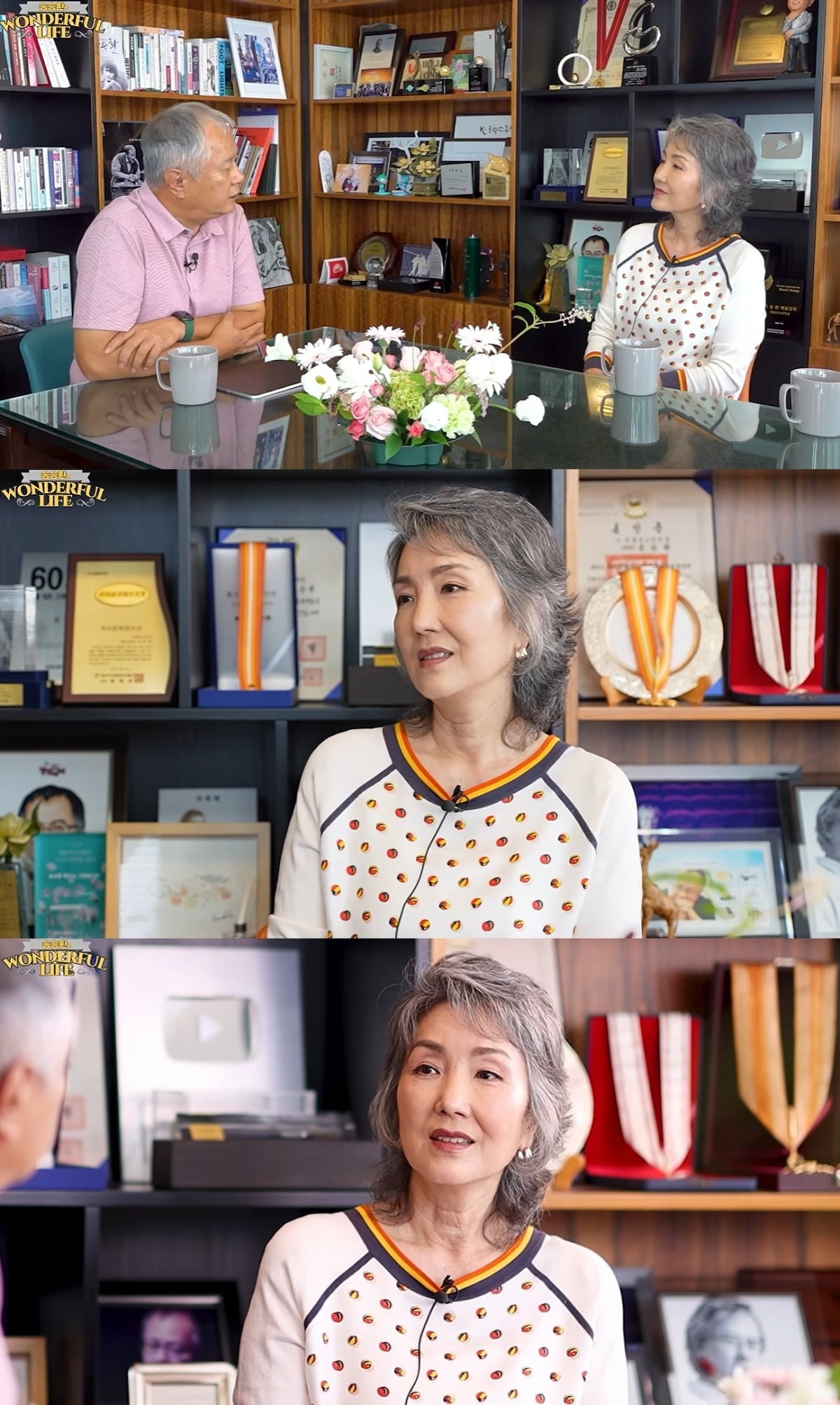 배우 이휘향이 남편과 사별한 지 20년이 된 가운데, 외아들의 근황을 전했다./사진=송승환 유튜브 채널 캡처
