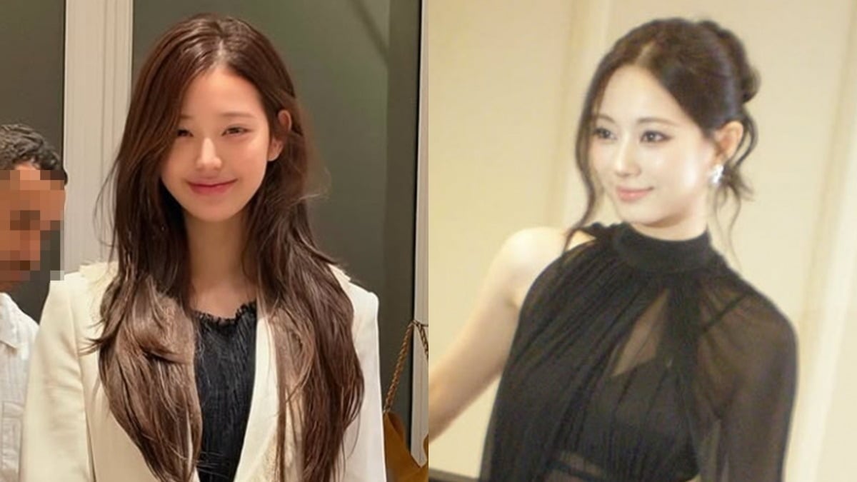 그룹 아이브 멤버 장원영과 그룹 트와이스 멤버 쯔위가 각각 다른 행사에서 미소를 짓고 있다. / 사진=장원영, 쯔위 각 SNS