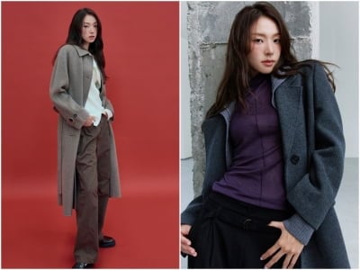 최미나수, 키가 얼마나 큰 거야…프로필상으로는 172cm라더니, 무릎에서 멈춘 롱코트 핏