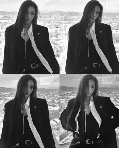 '신세계 외손녀' 애니, 올블랙 슈트 입으니 분위기 미쳤네…눈빛부터 남다른 카리스마