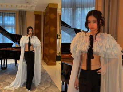 제니, 상의 아래 훤히 드러난 한 줌 허리