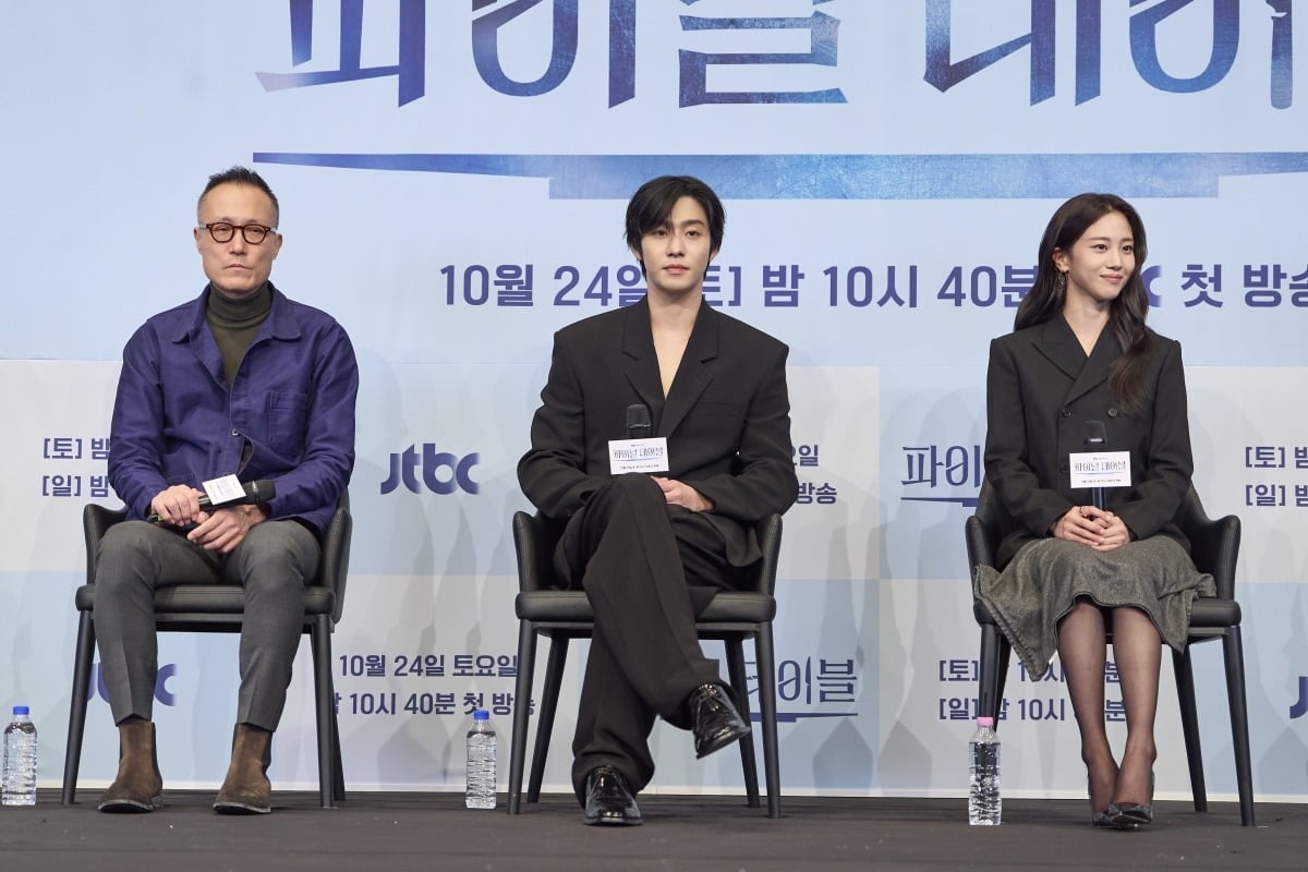 김도훈 감독, 안효섭, 홍화연이 '파이널테이블' 제작발표회에 참석했다./사진제공=JTBC